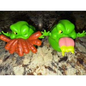 Ghostbusters Slimer Figures Set of 2 Green Ghost Sausage Eating Slime Tongue PVC